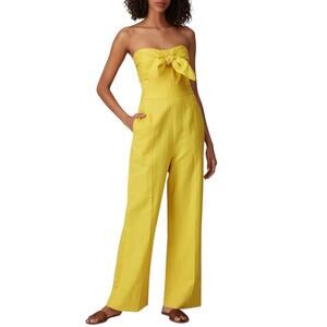 Derek Lam 10 Crosby Women’s Alene Tie Front Yellow Jumpsuit Sz 8 Designer Style